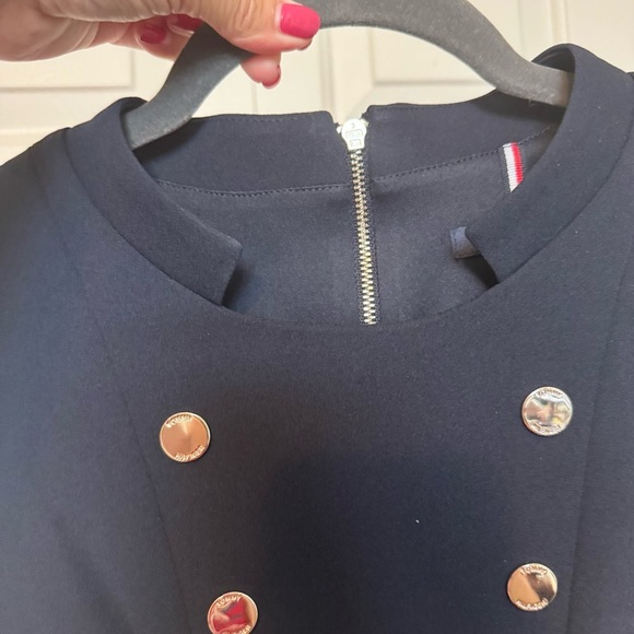 Tommy Hilfiger Navy Blue Sheath Mini Dress with Gold Buttons - Picture 5 of 11